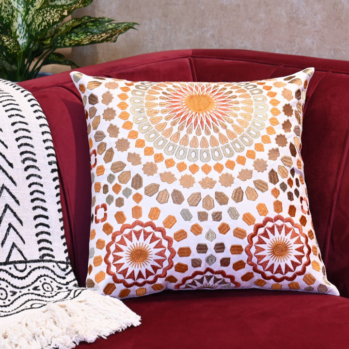 Honey Sunshine Cotton Embroidered Cushion Cover