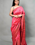 Pink Handloom Banarasi Chiniya Silk Saree: House Of Elegance