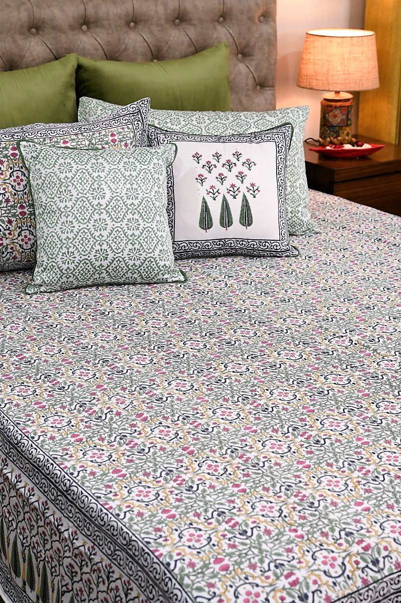 Green-Jaal-Sanganeri-Print-Bedsheet-Glace-Cotton-Bedsheet-India