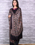 Black String Paisley Modal Silk Ajrakh Dupatta