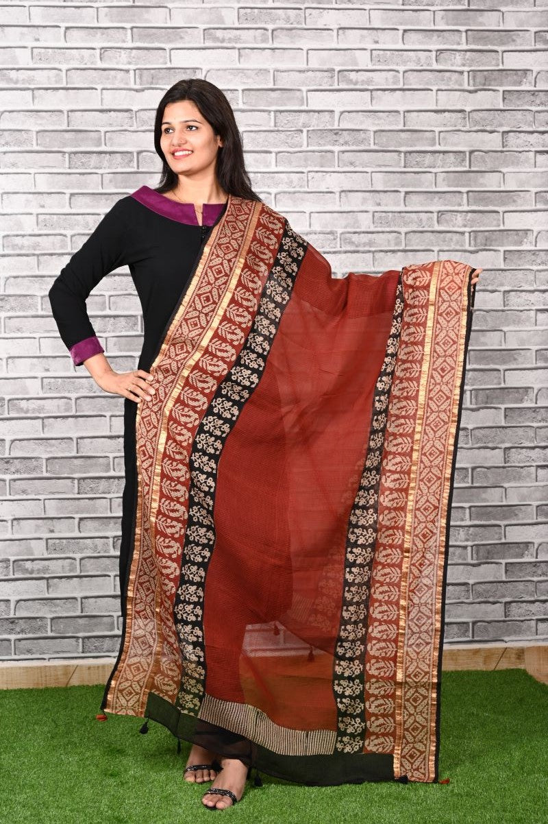 maroon-beige-bagru-print-dupatta