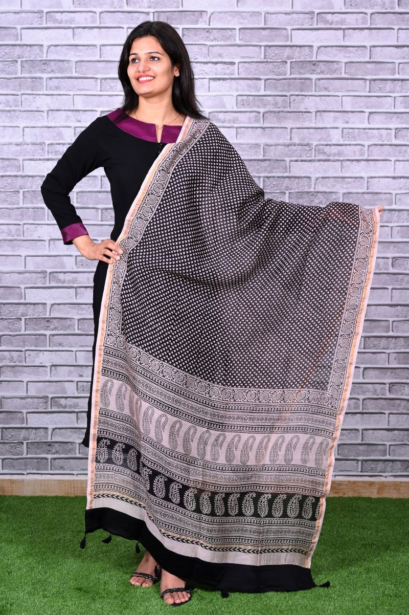 bagh-print-Chanderi-silk-dupatta