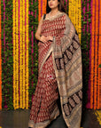 Red Buti Chanderi Silk Bagh Print Saree by House Of Elegance