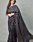 Black Handloom Banarasi Chiniya Silk Saree: House Of Elegance