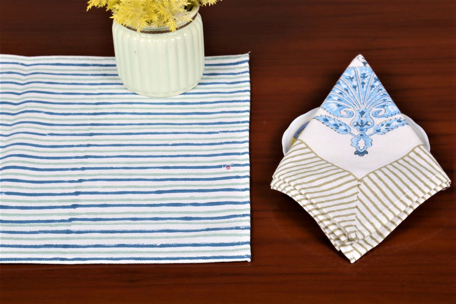 Blue-Canvas-Cotton-Table-Mats-And-Napkins