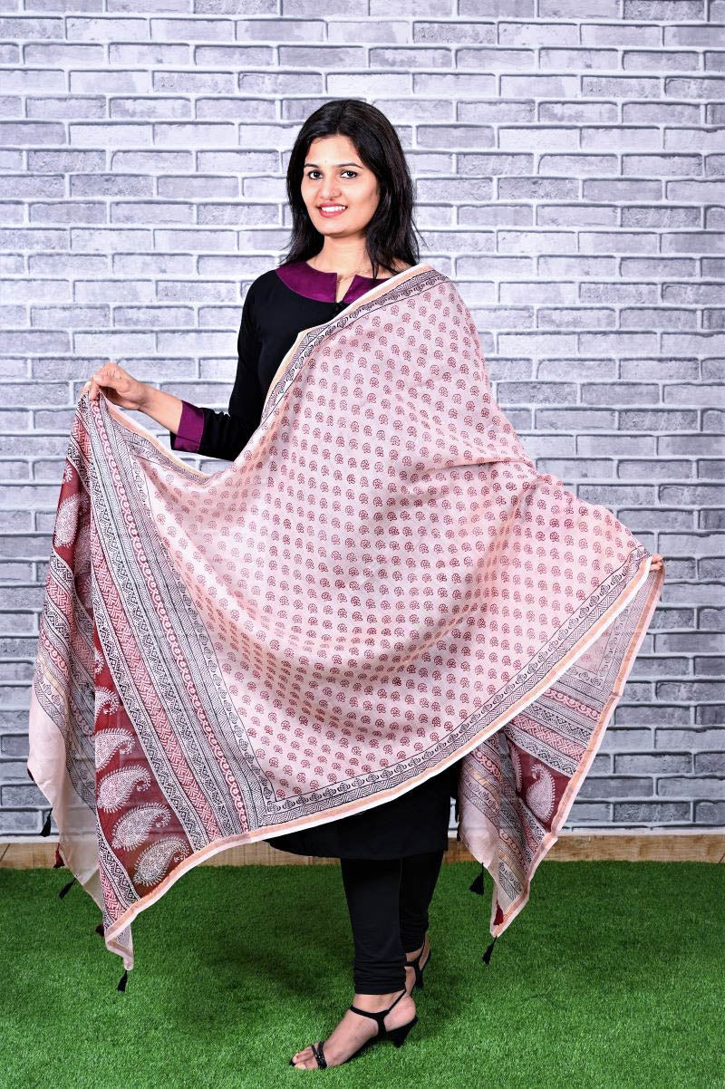 bagh-print-Chanderi-silk-dupatta