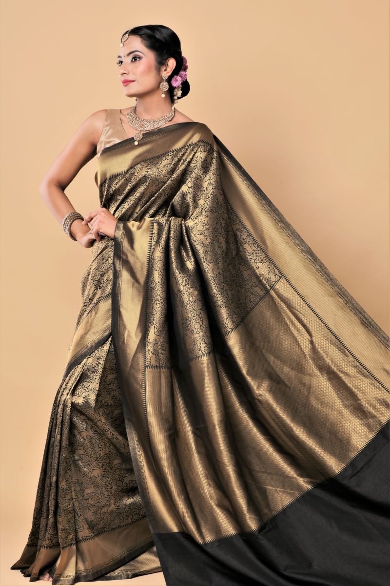 Golden-Black-Assamese-Sualkuchi-Silk-Saree