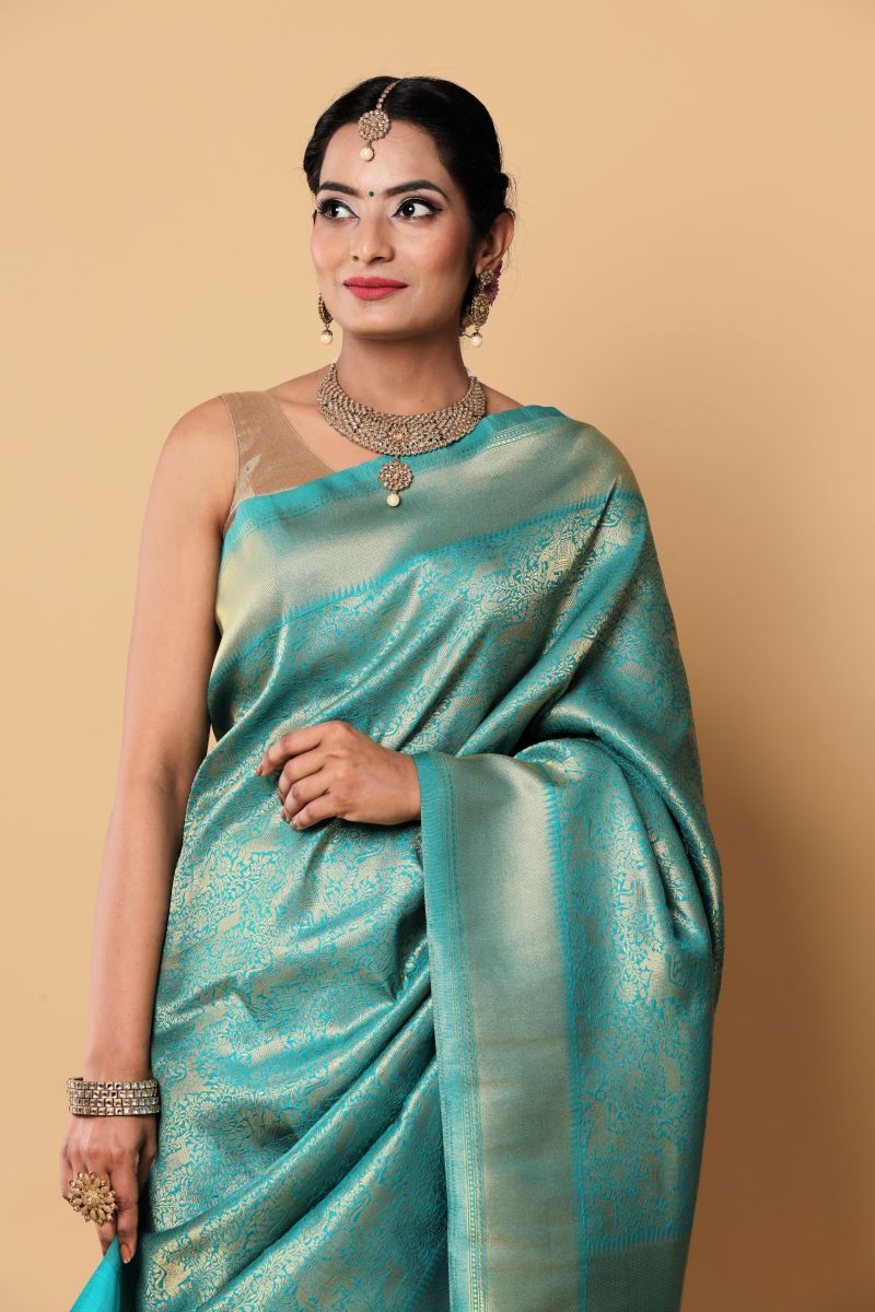 Buy Eastern Blue Gold Sualkuchi Assam Silk Saree - House Of Elegance –  House Of Elegance - Style That Inspires