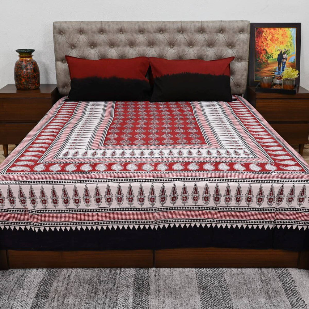 Maroon Glace Cotton Bedsheet
