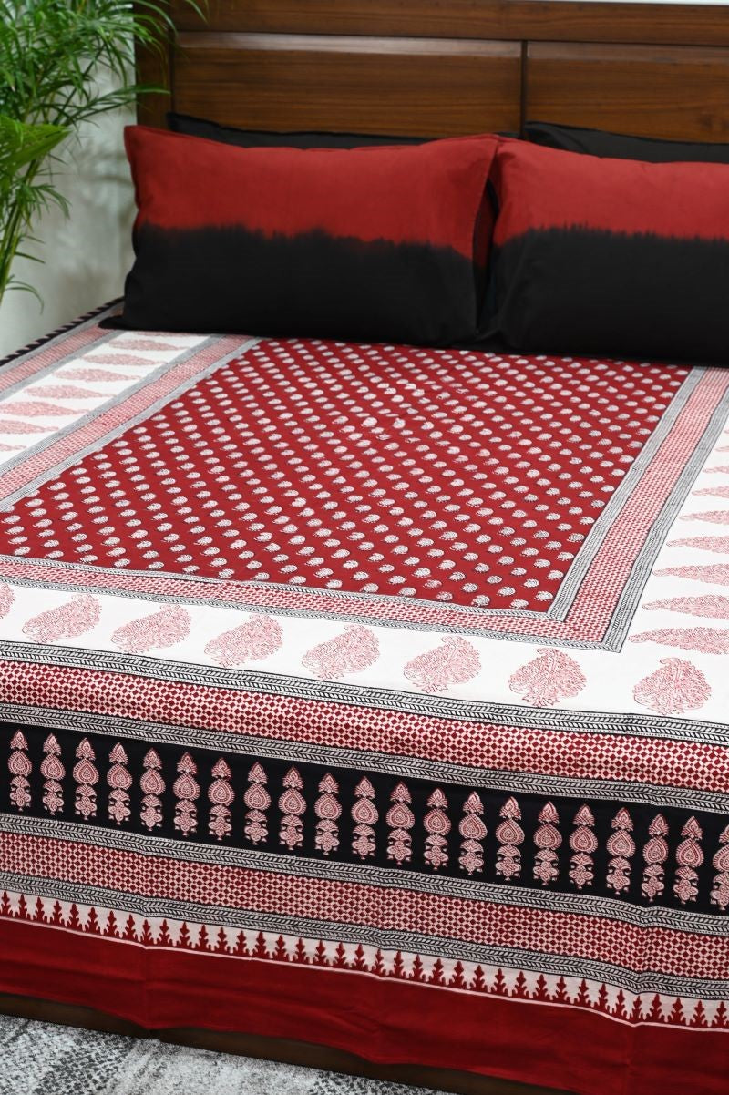 Red-Bagh-print-cotton-bedsheet-set