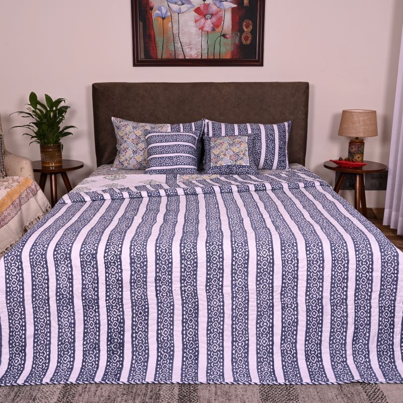Sanganeri Print Cotton Quilted Bed Covers