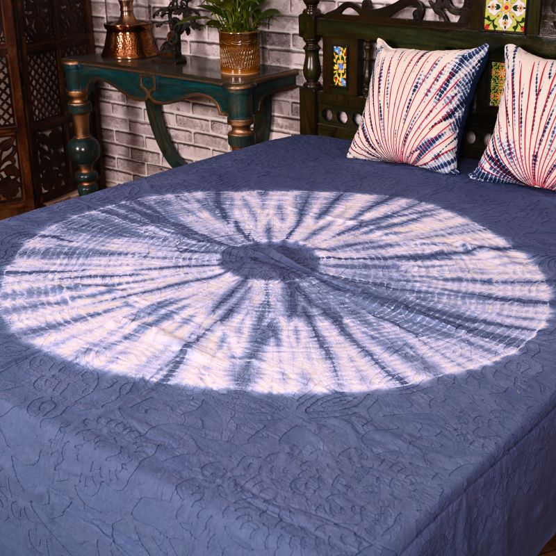 Indigo-Tie-Dye-Applique-Bed-Cover-Set