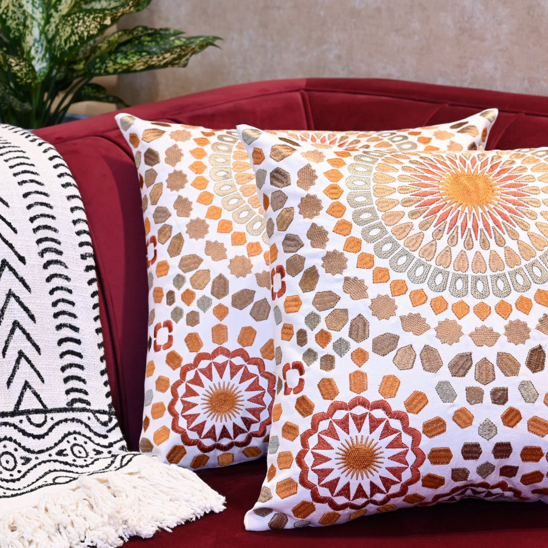 Honey Sunshine Cotton Embroidered Cushion Cover