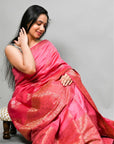 Pink Handloom Banarasi Chiniya Silk Saree: House Of Elegance