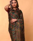 Green Modal Silk Ajrakh Saree