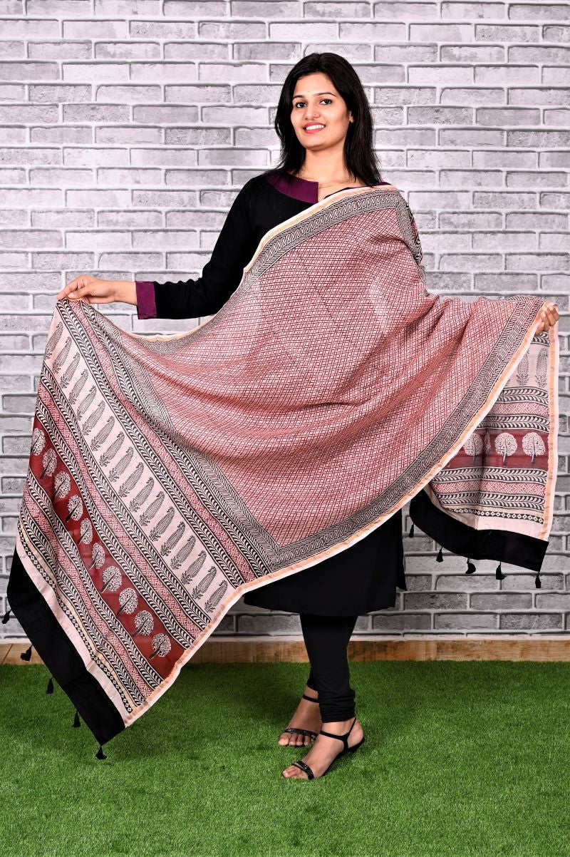 bagh-print-Chanderi-silk-dupatta