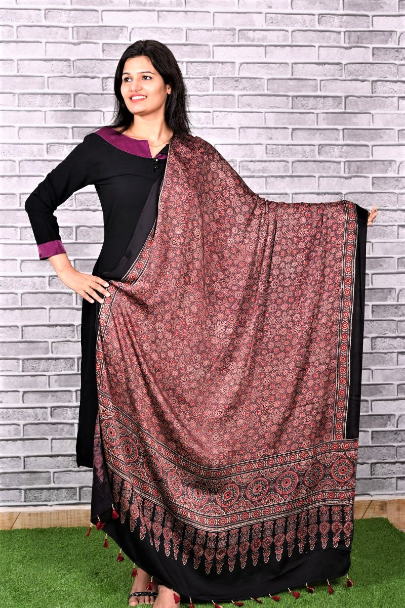 brown-Modal-Silk-Ajrakh-Dupatta