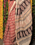 Red Buti Chanderi Silk Bagh Print Saree by House Of Elegance