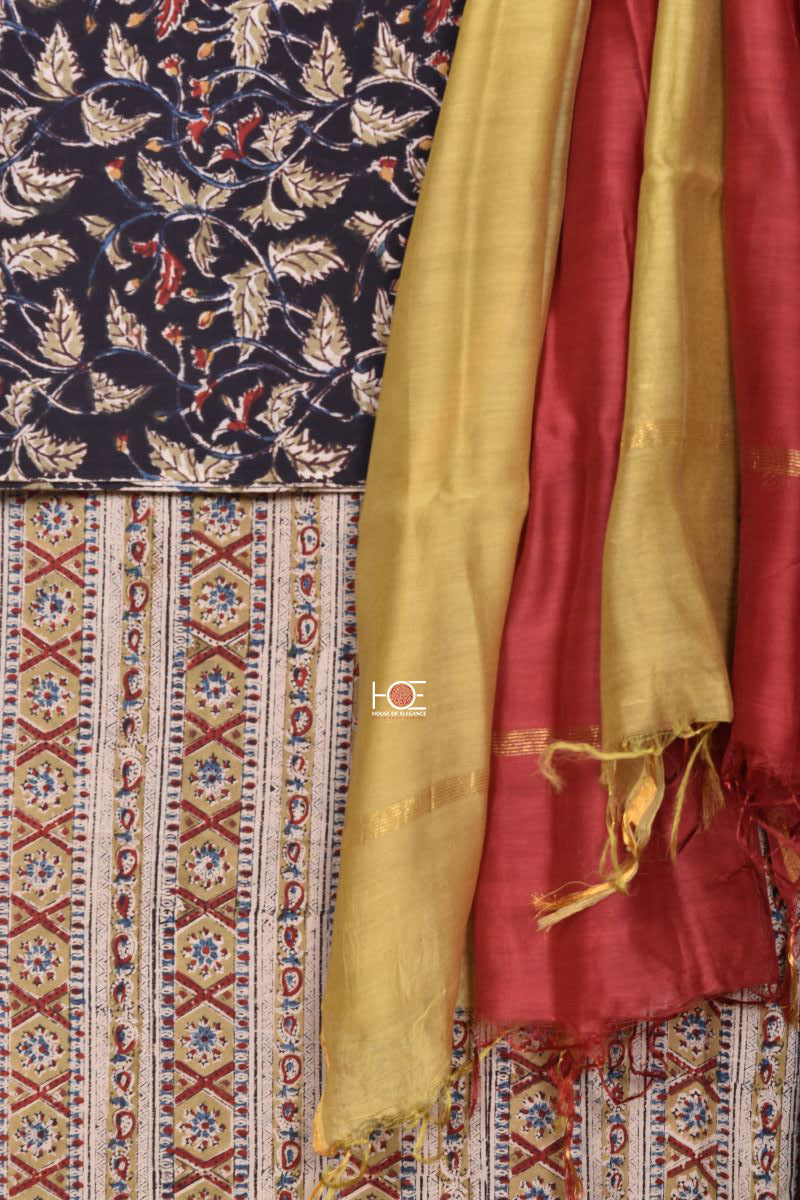 Kalamkari printed silk dress material