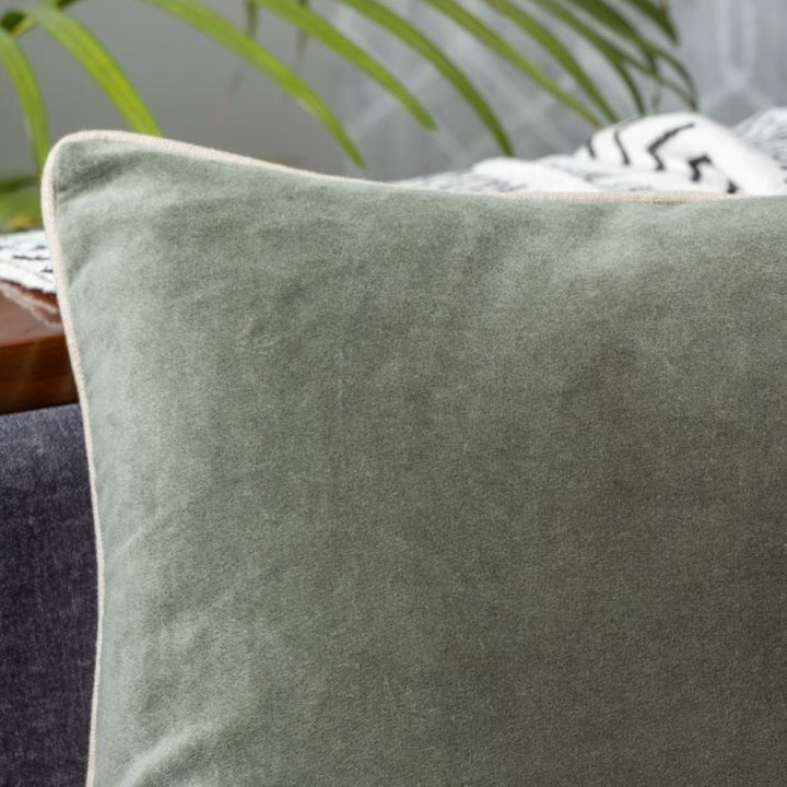 Olive Green Splendor Cotton Velvet Cushion Cover