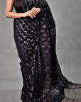 Black Handloom Banarasi Chiniya Silk Saree: House Of Elegance