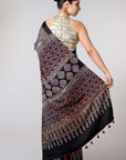 Black-Modal-silk-Ajrakh-Saree