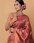 Burgundy-gold-Zari-border-silk-saree