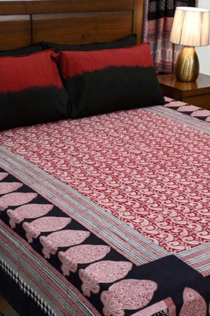 Red-bagh-print-cotton-bed-linen