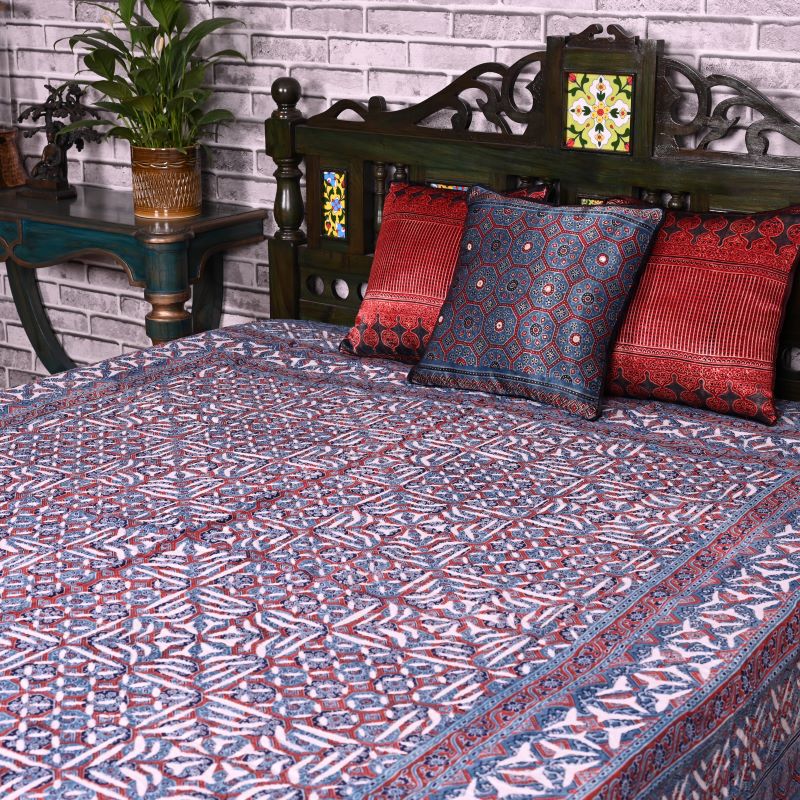 Indigo-Ajrakh-Applique-bedcover-set-in-India