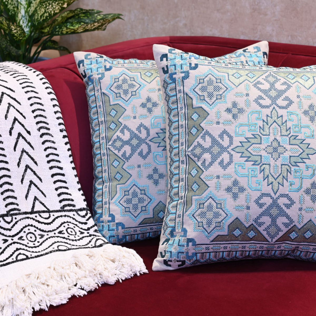 Aurora Arabic Cotton Embroidered Cushion Cover