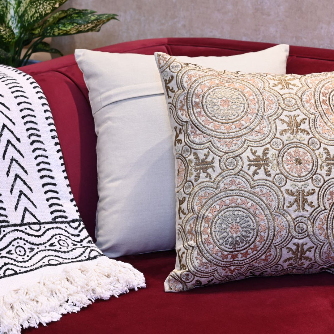 Heena Floral Cotton Embroidered Cushion Cover