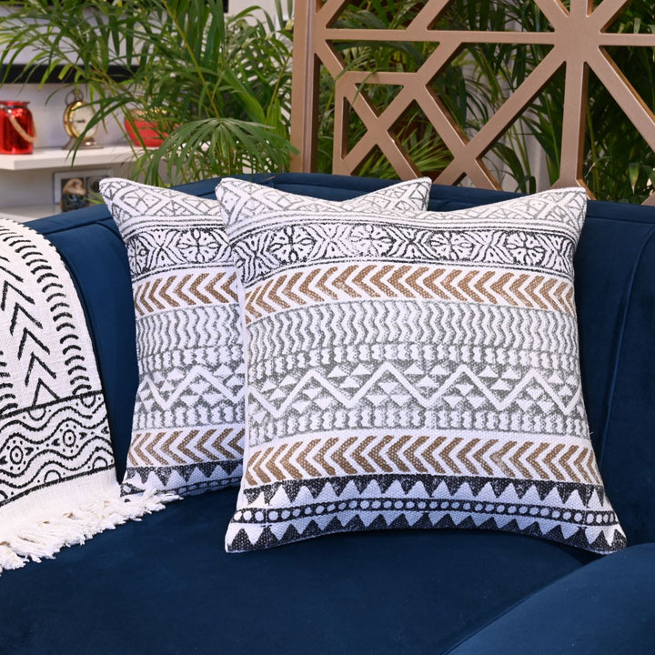 Grey Wave Handloom Cotton Cushion Cover