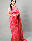 Pink Handloom Banarasi Chiniya Silk Saree: House Of Elegance