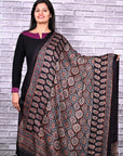 Black String Paisley Modal Silk Ajrakh Dupatta