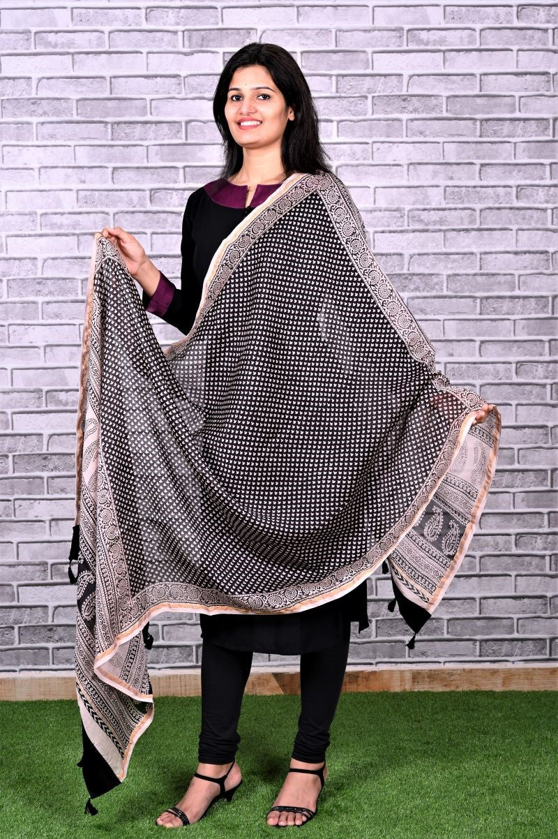 black-bagh-print-Chanderi-silk-dupatta