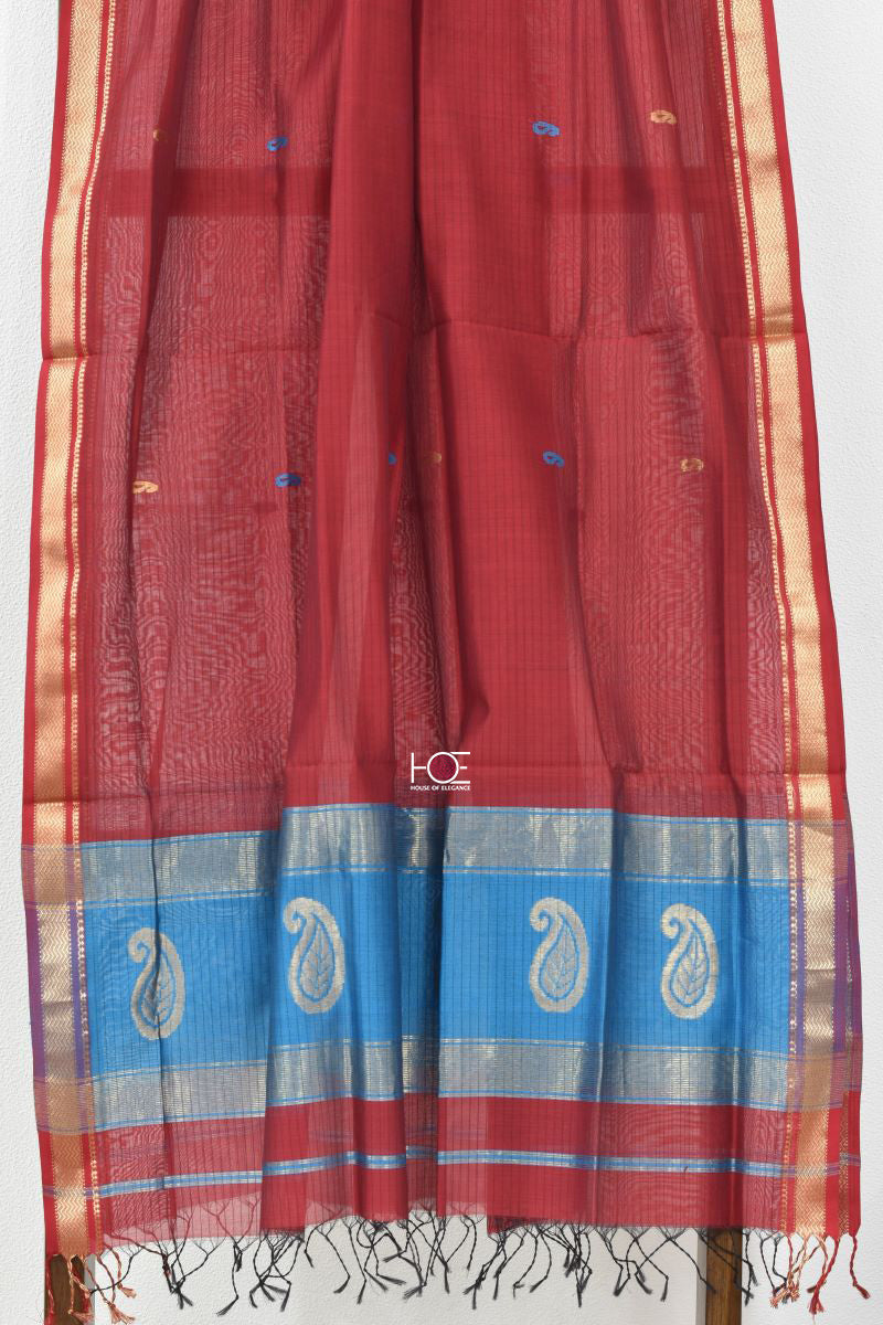 Firozi Maroon / SiCo | Maheshwari Zari Buta | 2 Pcs Suit - Handcrafted Home decor and Lifestyle Products