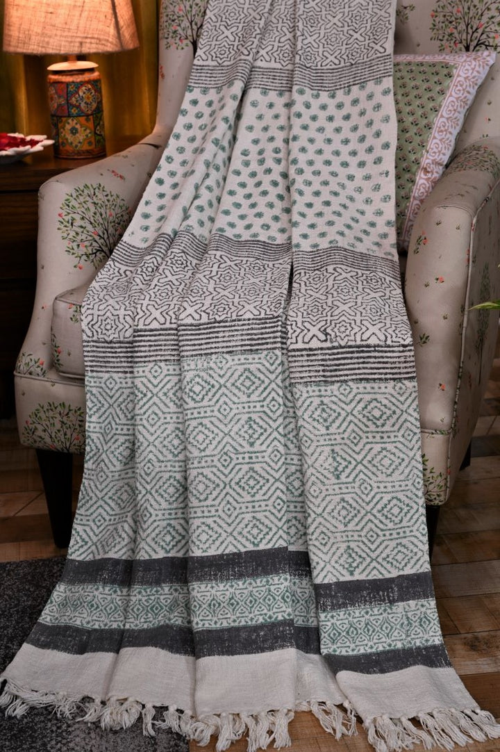 Hand-block-printed-cotton-sofa-throw-blanket