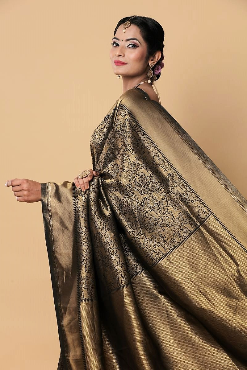 Golden-Black-Muga-Silk-Saree