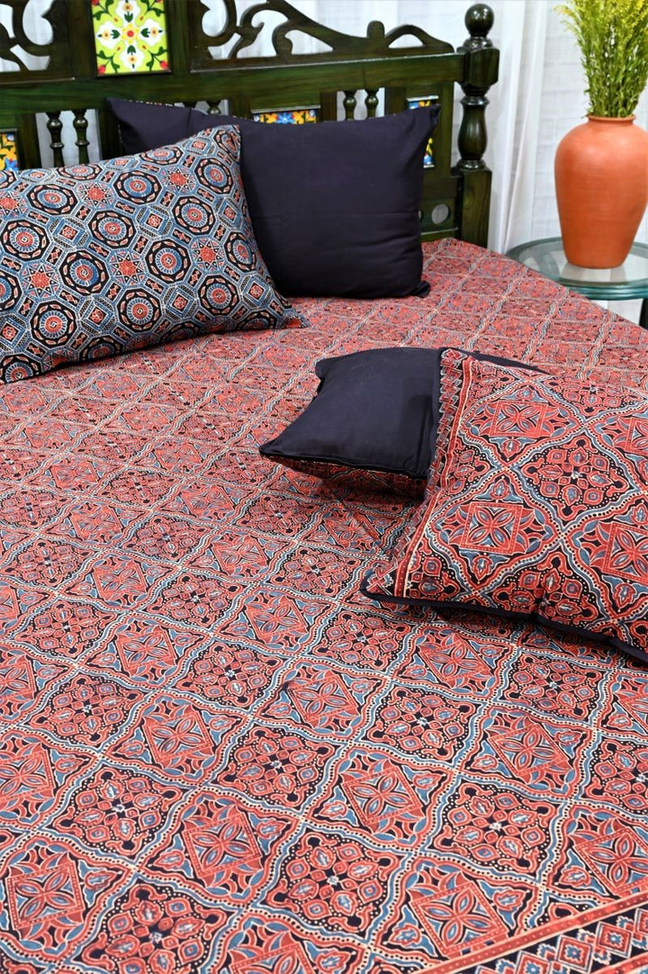 ajrakh-hand-block-print-bedsheet-set-in-India