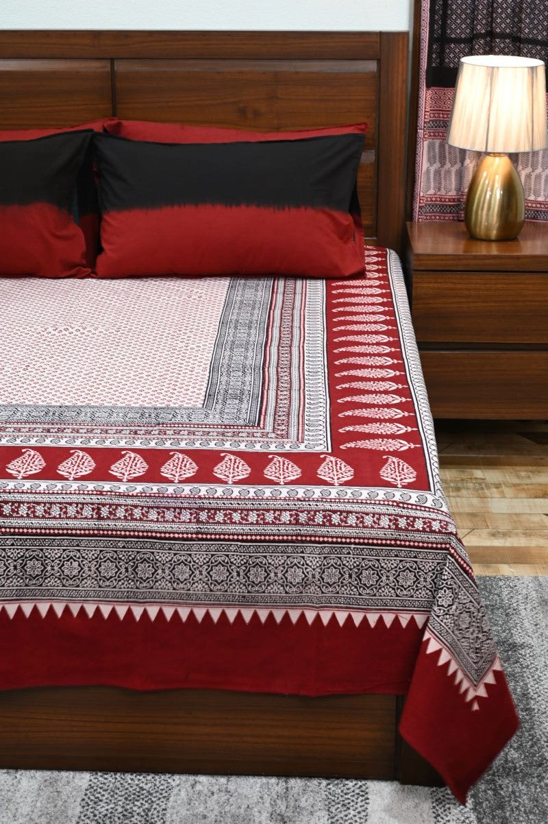 Red-bagh-print-cotton-bed-linen