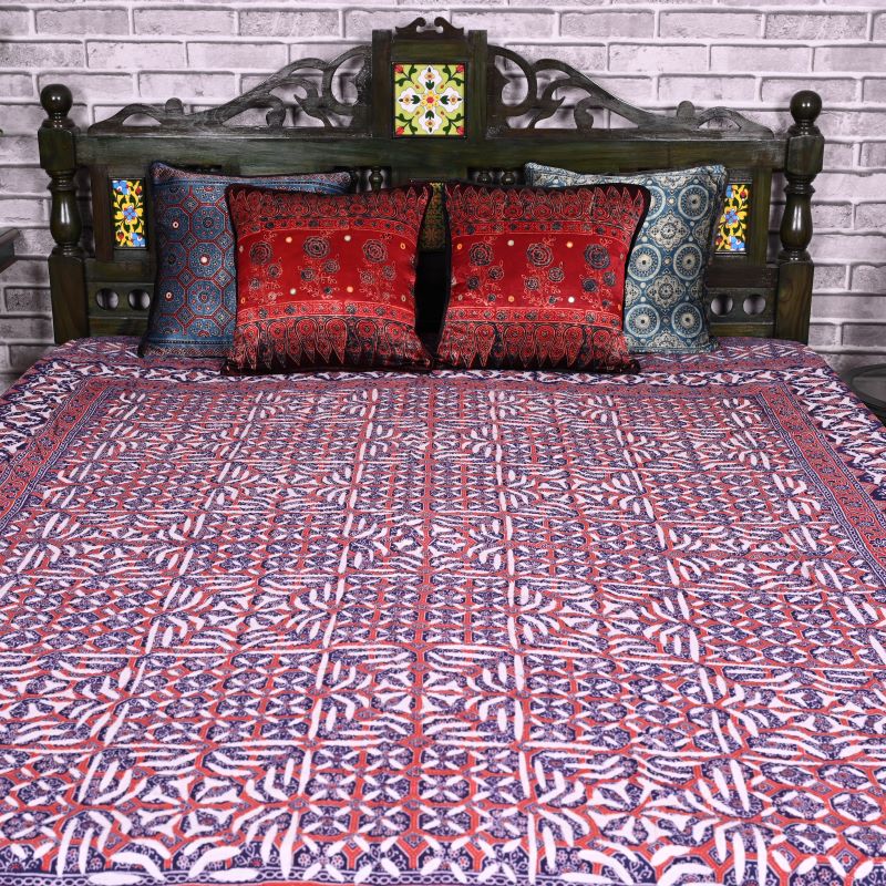 Blue-Ajrakh-Applique-bedcover-set-online