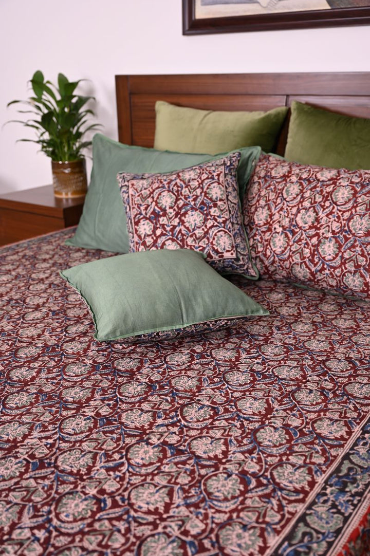 Brown-Hand-Block-Printed-Bedsheet-Kalamkari-bedsheet