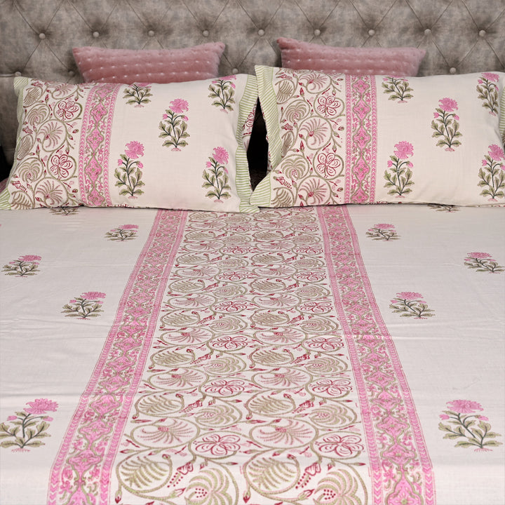 Pink-Handloom-Bedspreads-Slub-Fabric