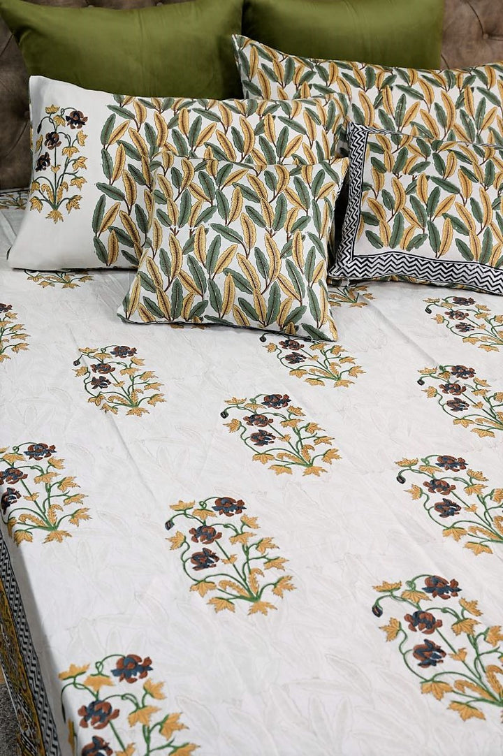 Yellow-Cotton-Bed-Linen-Sanganeri-Print-Bedsheet-Glace-Cotton-Bedsheet