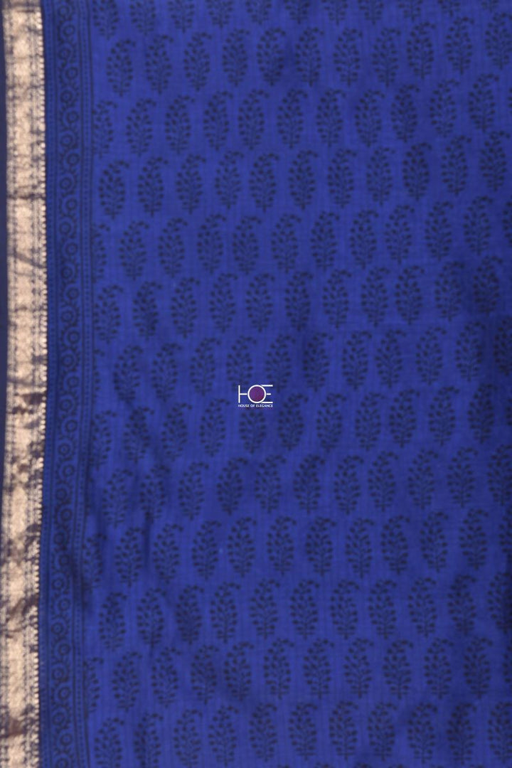 Black Accent on Blue / SiCo | Maheshwari Bagh | 2 Pcs Suit - Handcrafted Home decor and Lifestyle Products