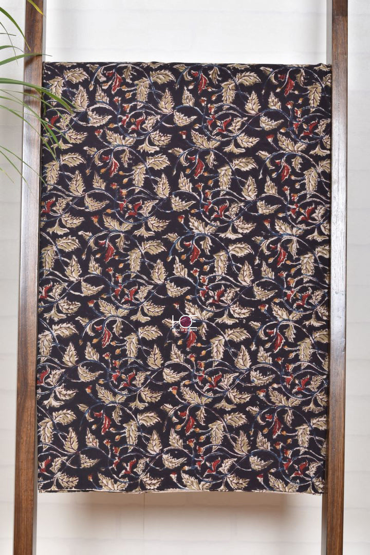 Mustard Maroon Midnight Blossom / Cotton & Chanderi | Kalamkari | 3 Pcs Suit - Handcrafted Home decor and Lifestyle Products