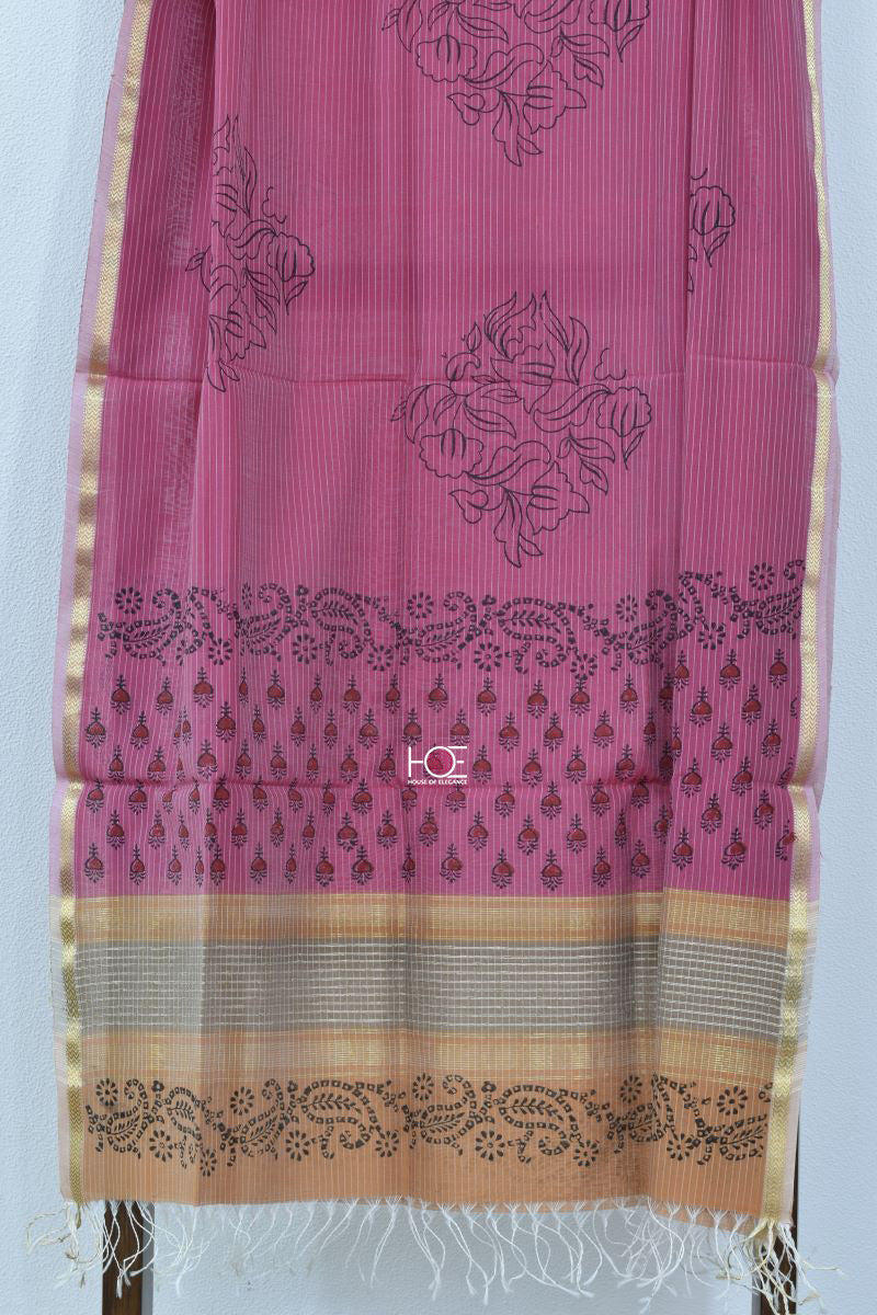 Earthy Mustard Magenta / SiCo | Maheshwari Bagh | 3 Pcs Suit - Handcrafted Home decor and Lifestyle Products