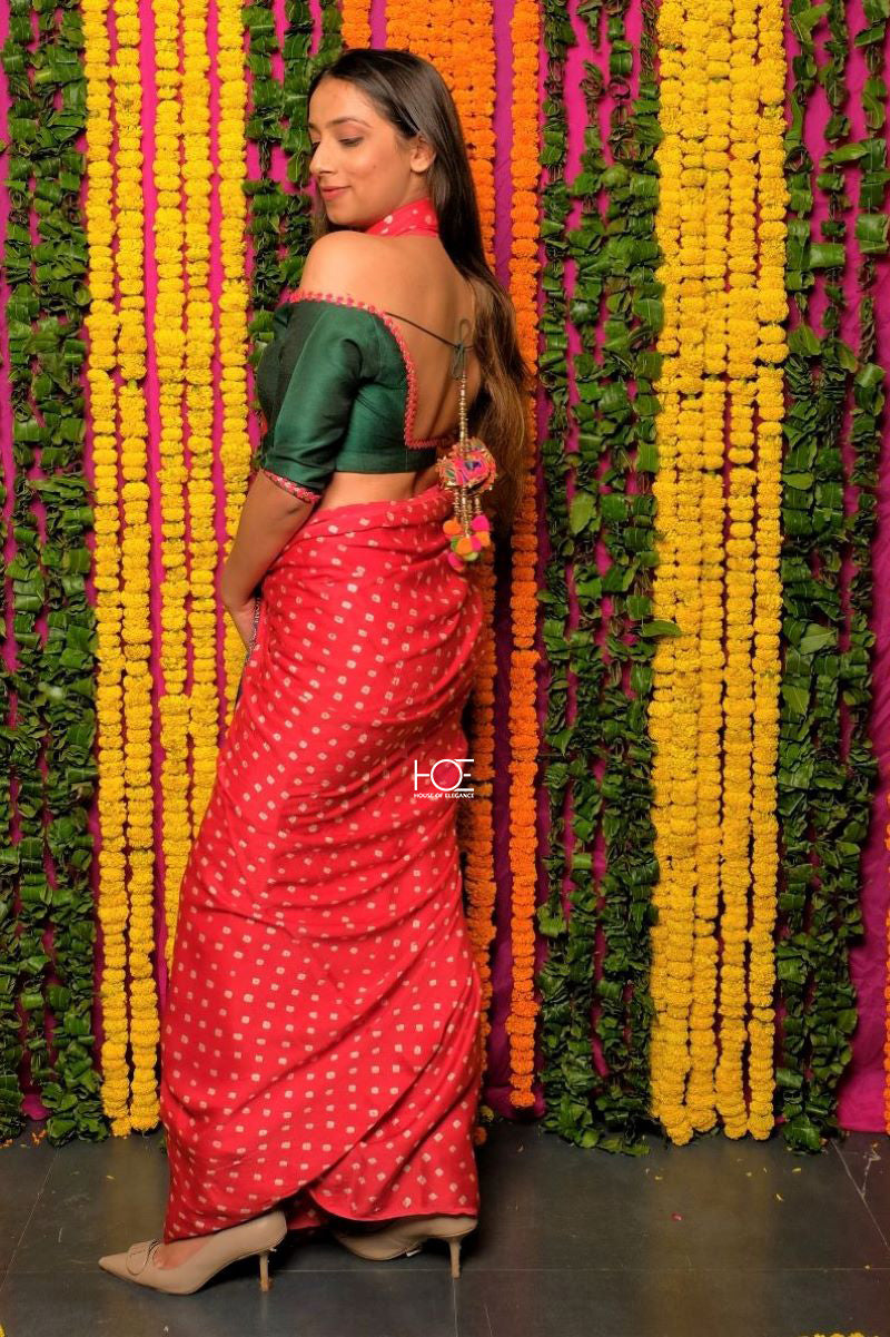 Buy Red Starry Ajrakh Modal Silk Saree Online - House Of Elegance – House  Of Elegance - Style That Inspires