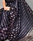 Black Handloom Banarasi Chiniya Silk Saree: House Of Elegance