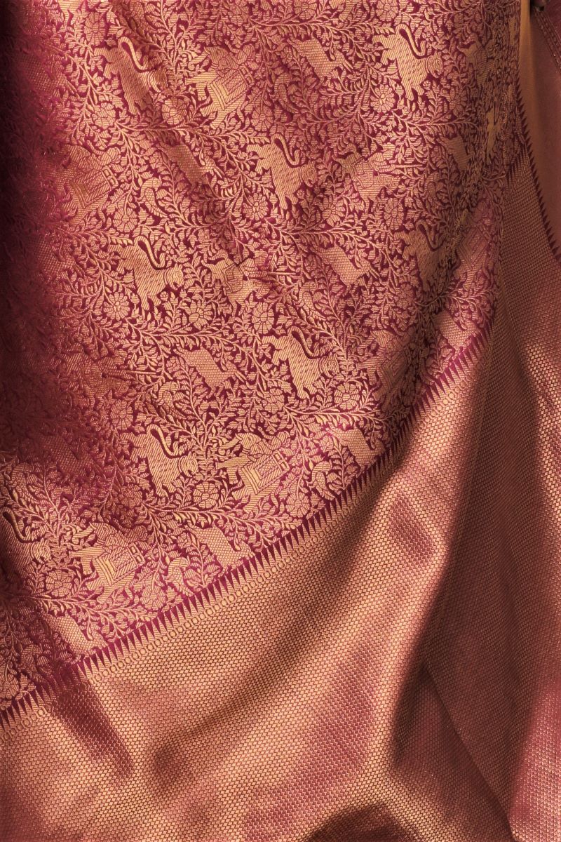 Burgundy-Gold-Assam-Silk-Muga-silk-saree